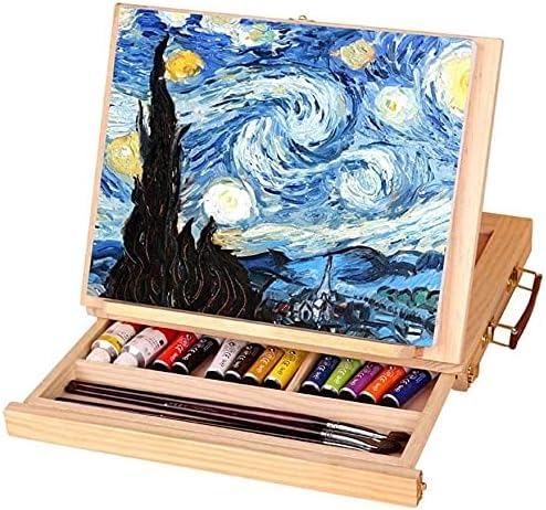 CONGRUI Holz-Tischstaffelei, 26,9 x 7,1 x 35,6 cm, verstellbarer, faltbarer Künstlerstaffelei-Ständer zum Malen, tragbare Schreibtisch-Staffelei, Holz-Tafelei, Staffelei mit Aufbewahrungsschublade zum von CONGRUI