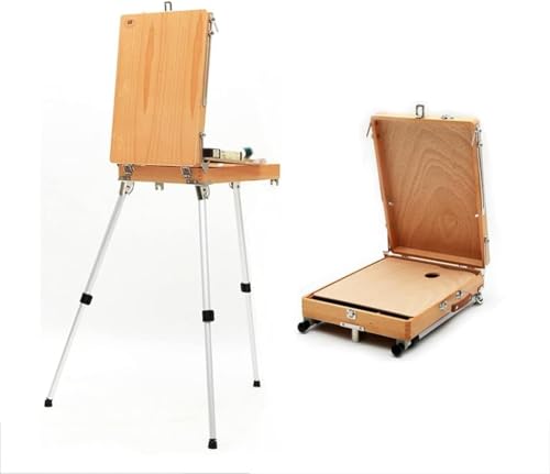 CONGRUI Holzständer Malstaffelei Skizzenbuch für den Künstler Staffelei Tisch zum Zeichnen Aluminiumlegierung Künstlerbox Kunstbedarf Staffelei von CONGRUI