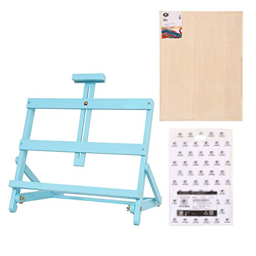 CONGRUI Künstler-Malstaffelei, strapazierfähig, verstellbar, Tischstaffelei für Teller, Bilderrahmen (Blau, Staffelei + 4K-Skizzenpapier) von CONGRUI