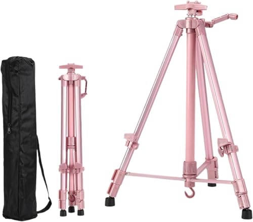 CONGRUI Malstaffelei, faltbar, für Reisen, verstellbarer Ständer, Indooor Outdoor-Zubehör (Metall, Rosa, C) von CONGRUI