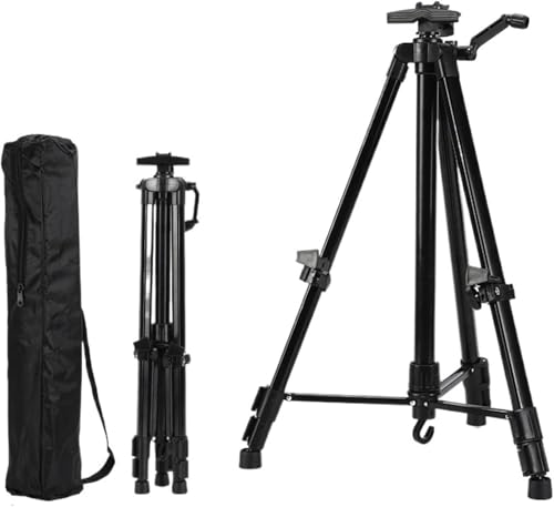 CONGRUI Malstaffelei, tragbar, 50–155 cm, verstellbar, faltbar, Outdoor-Kunstzubehör (schwarzes Material Eisen) von CONGRUI
