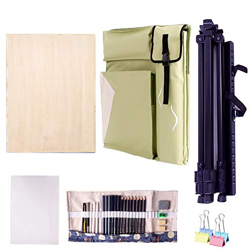 CONGRUI Rucksack-Staffelei, Ständer, Staffelei für Display, Zeichenbrett, Künstler, Staffelei für Künstler, winddicht, faltbar (grün) von CONGRUI