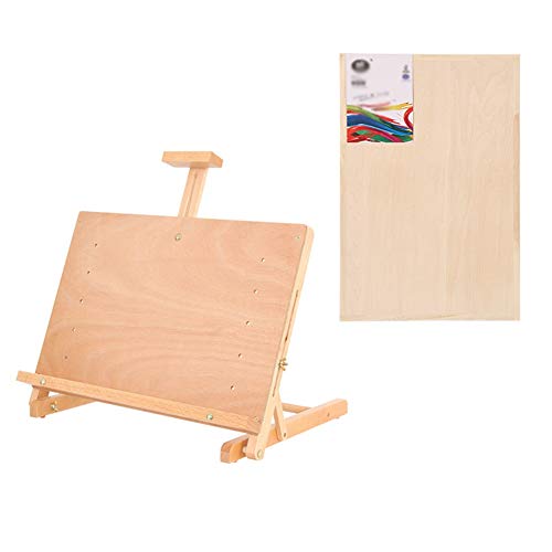 CONGRUI Schreibtisch-Zeichenbrett, Staffelei, zusammenklappbar, Maltisch, verstellbare Holz-Aquarellhalterung, Zeichenbrett (Staffelei + 8K-Zeichenbrett) von CONGRUI