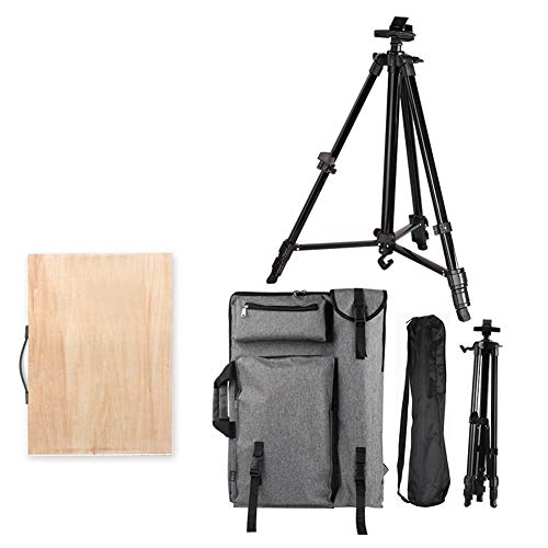 CONGRUI Skizzierbrett-Set, schwarze Staffelei, Aluminiumlegierung, faltbar, tragbar, Kunsthalterung, professionell (Hohlbrett + Leinentasche) von CONGRUI