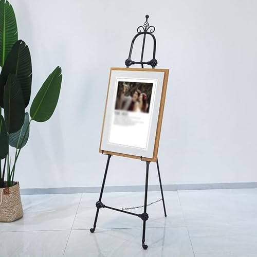CONGRUI Ständer für Poster, gold/schwarz/weiß, tragbare Kunststaffelei für Boden, verstellbare Metall-Staffelei, Halterung, 120 cm/150 cm hoch (schwarz, 120 cm) von CONGRUI
