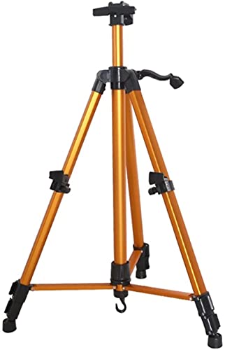CONGRUI Staffelei, einziehbar, Aluminium, zusammenklappbar, Metall, Skizzenrahmen, Dreieck, Zeichenstaffelei (Orange) von CONGRUI