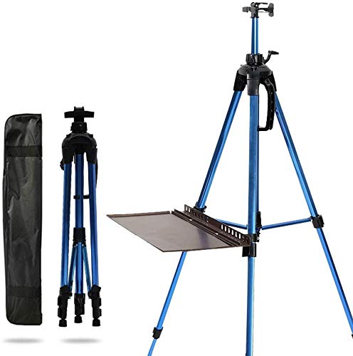 CONGRUI Staffelei, tragbares Malregal, Aluminiumlegierung, für Erwachsene, Anfänger, Halterung, dreieckig, elegant, vielseitig einsetzbar, Aluminiumlegierung (blau) von CONGRUI