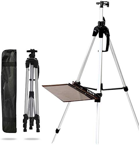 CONGRUI Staffelei, tragbares Malregal, Aluminiumlegierung, für Erwachsene, Anfänger, Halterung, dreieckig, elegant, vielseitiger Tisch, Aluminiumlegierung (Silber) von CONGRUI
