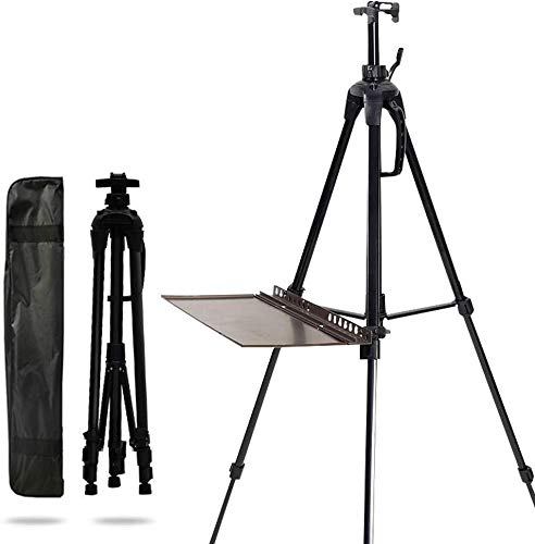 CONGRUI Staffelei, tragbares Malregal, Aluminiumlegierung, für Erwachsene, Anfänger, Halterung, dreieckig, elegante Ausstellung, Staffelei, vielseitiger Tisch, Aluminiumlegierung (schwarz) von CONGRUI