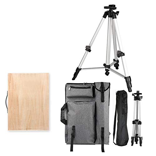 CONGRUI Staffelei, verstellbar, 54 cm - 164 cm, tragbar, Tisch- und Bodenkunst-Staffelei zum Ausstellen, silberfarben (Hohlbrett + Canvas-Tasche) von CONGRUI