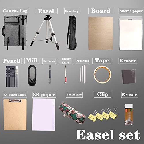 CONGRUI Staffelei-Halter, Präsentationsständer, Staffelei-Set, schwarze Aluminiumlegierung, Staffelei und Segeltuch für Erwachsene (Staffelei-Anzug) von CONGRUI