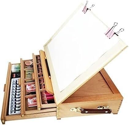 CONGRUI Staffelei Kunstbedarf für Künstler, Holzstaffelei zum Malen, Zeichnen, Skizzieren, Staffelei, Laptop, Schublade, Desktop-Box von CONGRUI