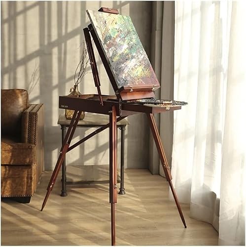 CONGRUI Staffelei Kunstbedarf für Künstler, tragbarer Ölgemäldeständer, Ölgemäldeständer mit Schublade, klassisches Holz (Nussbaum) von CONGRUI