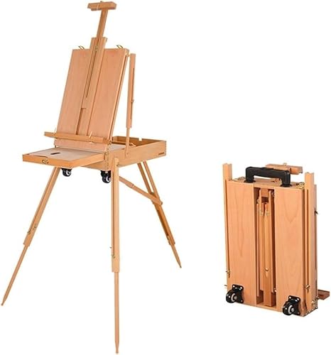 CONGRUI Staffelei aus Buchenholz, für Damen und Herren, Reisestaffelei, Rollschublade, geeignet zum Skizzieren, 82 x 106 x 143–185 cm (C) von CONGRUI