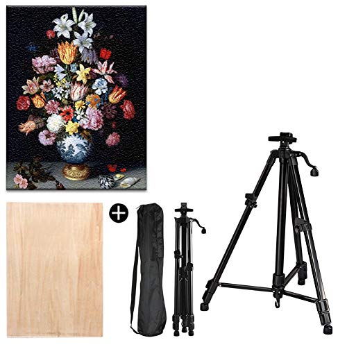 CONGRUI Staffelei für Kunstberuf, Aluminiumlegierung, Ständer, Kunsttisch-Staffelei, Tri-Pod-Display (Schwarz, Staffelei und Hohlbrett) von CONGRUI