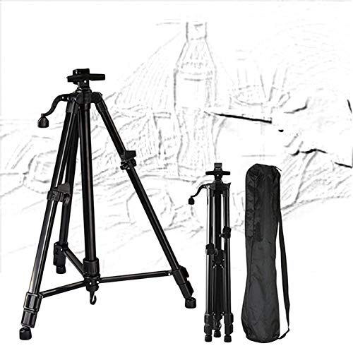 CONGRUI Staffelei mit Tafel, verstellbar, 54–142 m, Metall-Staffelei, Ständer, leichte Malstaffelei (Schwarz, Staffelei) von CONGRUI