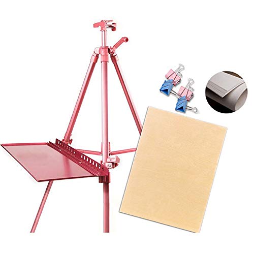 CONGRUI Staffelei zum Skizzieren, Malen, Ständer, Staffelei, Papierrolle, Zeichenbretter, Aluminiumlegierung (Rosa) von CONGRUI