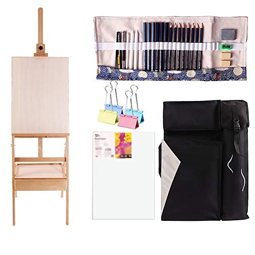 CONGRUI Stativ-Studio-Staffelei aus Holz, professioneller Rahmen, Staffelei für Künstler, Malbrett, Anzug, Aufbewahrungsregal (Staffelei-Set) von CONGRUI