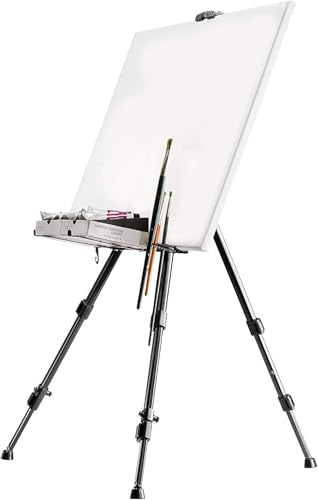 CONGRUI Studio-Staffelei aus Aluminium. Eine breite Palette von Staffeleien, geeignet für Leinwände mit einer Höhe von bis zu 122 cm und einer Tiefe von 4 cm. Kann als Halter für Farben, Pinsel und von CONGRUI