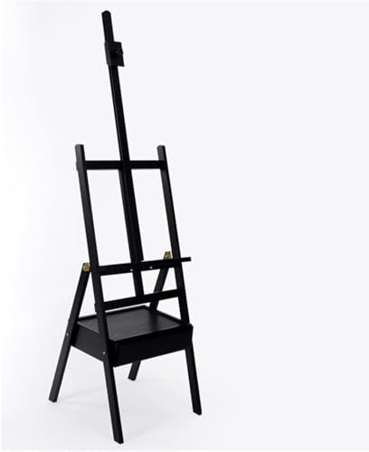 CONGRUI Studio-Staffelei aus Holz mit H-Rahmen, Malstaffelei mit Schublade und Holzpalette, tragbarer, faltbarer Malhalter für Display-Gemälde und Porträts, verstellbar bis 182 °C (schwarz) von CONGRUI