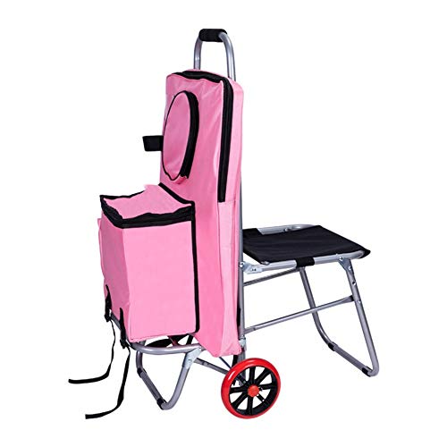 CONGRUI Tasche Trolley Malwerkzeug Wagen Klettern Treppen Zeichenbrett Auto Staffelei Tasche Künstlersitz Tragbarer faltbarer Kunstwagen (Rosa) von CONGRUI