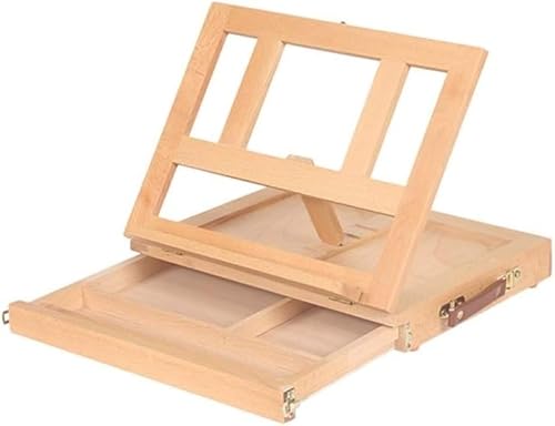 CONGRUI Tisch-Skizzenbox-Staffelei, Buchenholz, tragbare Staffelei, mit Schubladen und Palette, perfekt für Anfänger, Künstler, Studenten und Kinder, 43–70 cm (A) von CONGRUI