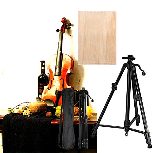 CONGRUI Verstellbares Künstler-Feld-Studio, Teleskopstaffelei, Stativ, Whiteboard-Ständer (Schwarz, Staffelei und solide Tafel) von CONGRUI