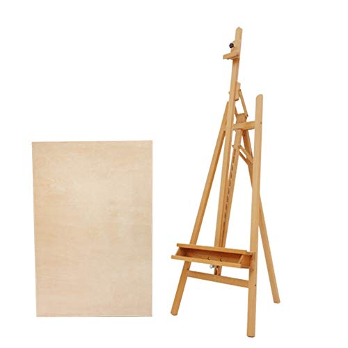 CONGRUI Zeichenbrett, Staffelei, Holz, zusammenklappbar, nach vorne neigbar, Gouache, Ölgemälde, Skizze, Skizze, Halterung, tragbar (Staffelei + 2K-Zeichenbrett) von CONGRUI