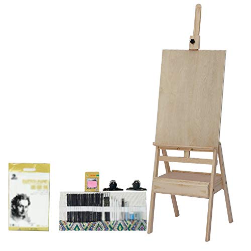 CONGRUI Zeichenbrett aus Holz, mit Halterung, tragbar, faltbar, Skizzenschublade, Ölgemälde, Kiefernfarben, Staffelei-Set von CONGRUI