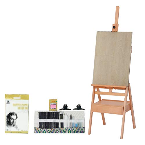 CONGRUI Zeichenbrett aus Holz, mit Halterung, tragbar, zusammenklappbar, Skizzenschublade, Ölgemälde (Buche, Staffelei-Set) von CONGRUI