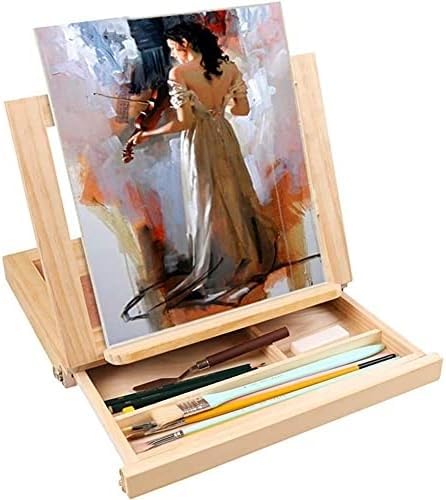 CONGRUI Zusammenklappbare multifunktionale Holz-Staffelei, langlebige Ölgemälde-Rahmenbox, verstellbare Kunst-Skizzenstaffelei für Studenten, Anfänger, professionelle Künstler von CONGRUI