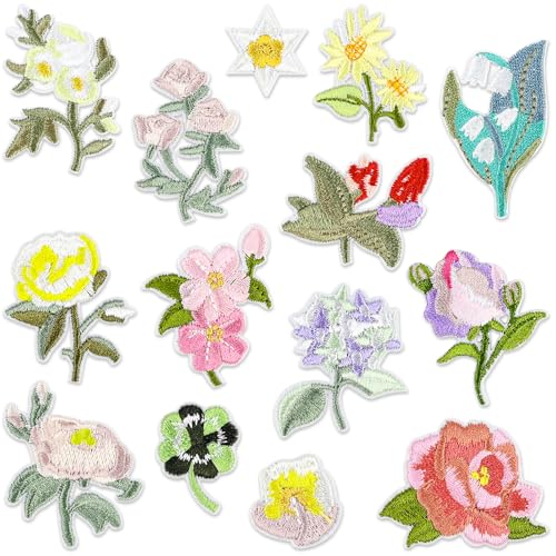 CONJURAIDE 14 Stück Patches zum Aufbügeln, Aufnäher Bügelbilder Bügel Aufbügel Patches Flicken Sticker Hosenflicken zum Aufbügeln Kinder Bügelpatch Bügelpatches für Kleidung Reparatur Deko Textilien von CONJURAIDE