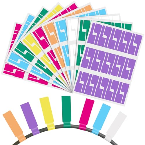 CONJURAIDE 300 Stück Kabelbeschriftung, 7 Farben Kabeletiketten Kabel Beschriftung Etiketten Markierungen Kabelmarkierung Kabelbeschriftung Clip Kabelmarkierer Kabeletikett zum Beschriften von CONJURAIDE