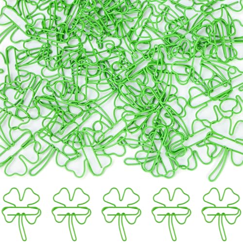 CONJURAIDE 50 Stück Büroklammern, Vierblättrige Kleeblatt Büroklammern Motiv Metall Kleine Paper Clips Vierblättrige Form Büroklammer Papierklammern Paperclips für Büro Schule Dokumente Gift von CONJURAIDE