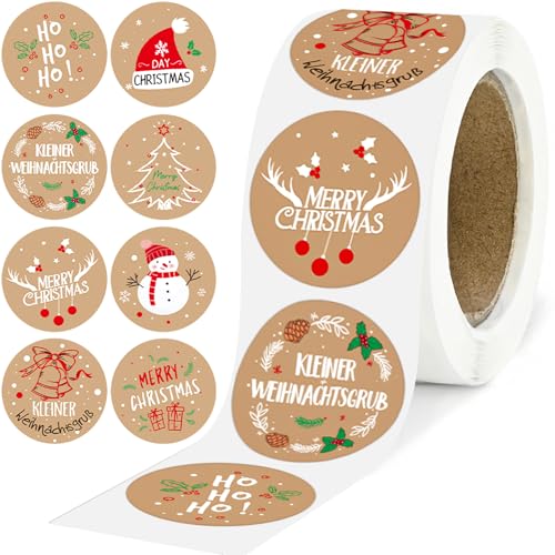 CONJURAIDE 500 Stück Sticker Weihnachten, 25mm Kraftpapier Weihnachtssticker Weihnachtsaufkleber Selbstklebend Weihnachten Aufkleber Weihnachtsmotiv Sticker Weihnachtskleber für Geschenkaufkleber Deko CONJURAIDE 500 Stück Sticker Weihnachten, 25mm Kraftpapier Weihnachtssticker Weihnachtsaufkleber Selbstklebend Weihnachten Aufkleber Weihnachtsmotiv Sticker Weihnachtskleber für Geschenkaufkleber Deko von CONJURAIDE