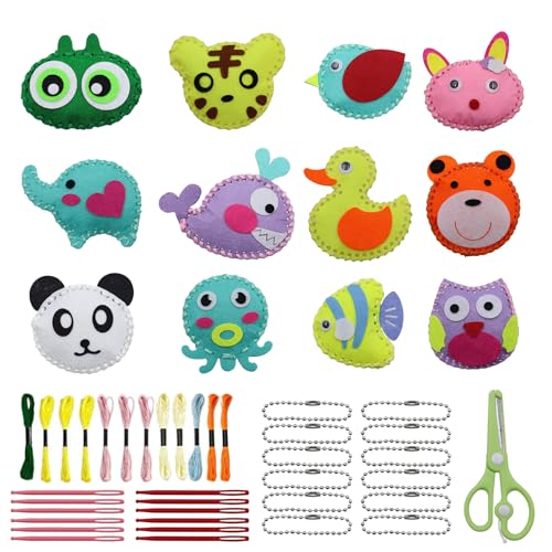 CONNECTION 12 Stück DIY Nähset Kinder Nähspass für Kinder Nähset Tierformen Filz Bastelset Nähen Kind Filztiere Nähen Set mit Schere Bunt Plastiknadeln Stickgarn Füllwatte für Kind ab 6 Jahre CONNECTION 12 Stück DIY Nähset Kinder Nähspass für Kinder Nähset Tierformen Filz Bastelset Nähen Kind Filztiere Nähen Set mit Schere Bunt Plastiknadeln Stickgarn Füllwatte für Kind ab 6 Jahre von CONNECTION