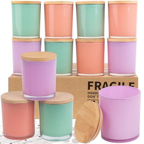 CONNOO 12 Stück 284 ml Frühlingsglas-Kerzengläser für die Herstellung von Kerzen mit luftdichten Bambusdeckeln, schöne klebrige Warnetiketten für die Kerzenherstellung, leere Behälter, Bulk – CONNOO 12 Stück 284 ml Frühlingsglas-Kerzengläser für die Herstellung von Kerzen mit luftdichten Bambusdeckeln, schöne klebrige Warnetiketten für die Kerzenherstellung, leere Behälter, Bulk – von CONNOO