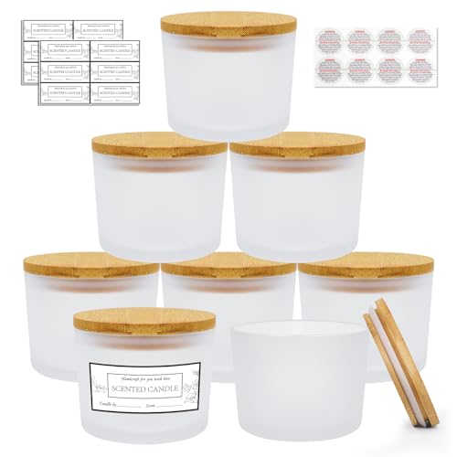 CONNOO Milchglas-Kerzengläser für die Kerzenherstellung, luftdicht, Bambusdeckel, schöne klebrige Warnetiketten für die Kerzenherstellung, leere Behälter, spülmaschinenfest, 340 ml, 8 Stück CONNOO Milchglas-Kerzengläser für die Kerzenherstellung, luftdicht, Bambusdeckel, schöne klebrige Warnetiketten für die Kerzenherstellung, leere Behälter, spülmaschinenfest, 340 ml, 8 Stück von CONNOO