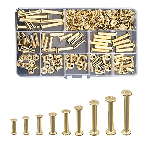 CONPHERON 90 Sätze Buchschrauben Geheftete Nieten Set Lederriemen Schrauben Gürtelschrauben Vermessingt Buchschrauben Assorted Kit 9 Größen 5 × 6/8/10/12/15/18/20/25/30 mm CONPHERON 90 Sätze Buchschrauben Geheftete Nieten Set Lederriemen Schrauben Gürtelschrauben Vermessingt Buchschrauben Assorted Kit 9 Größen 5 × 6/8/10/12/15/18/20/25/30 mm von CONPHERON