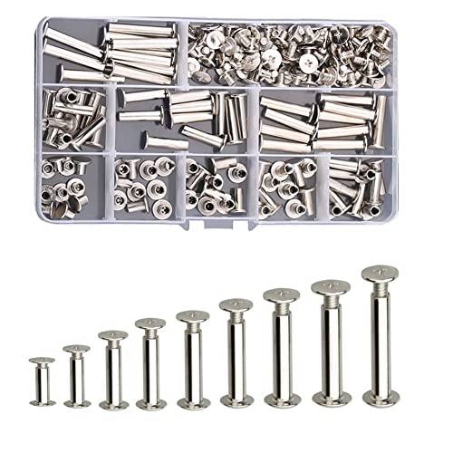 CONPHERON 90 Sätze Buchschrauben Geheftete Nieten Set Lederriemen Schrauben Gürtelschrauben Vernickelt Buchschrauben Assorted Kit 9 Größen 5 × 6/8/10/12/15/18/20/25/30 mm CONPHERON 90 Sätze Buchschrauben Geheftete Nieten Set Lederriemen Schrauben Gürtelschrauben Vernickelt Buchschrauben Assorted Kit 9 Größen 5 × 6/8/10/12/15/18/20/25/30 mm von CONPHERON