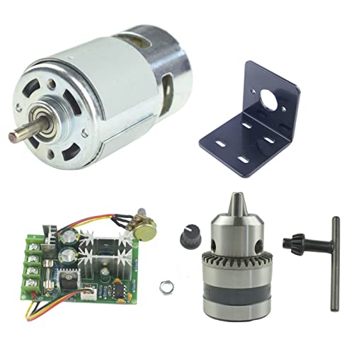 CONQUERALL 775 Motor 12V 8000RPM/24V 16000RPM Hochleistungs-DC-Motor mit Bohrfutterhalterung und 20A-Drehzahlregler von CONQUERALL