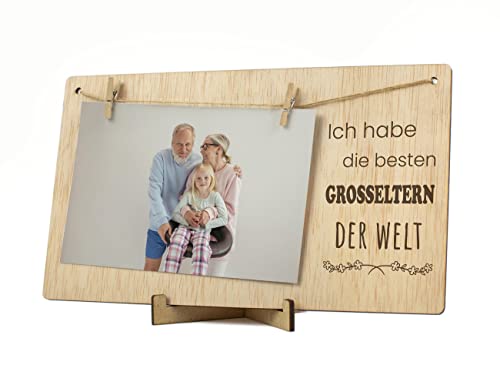 CONTRAXT Bilderrahmen für Opa Oma geschenk. Großelterngeschenke bester großvatertag Ich liebe dich opa oma Bilderrahmen Klammern Leine Fotoleine fotorahmen holz (Großeltern DE) von CONTRAXT