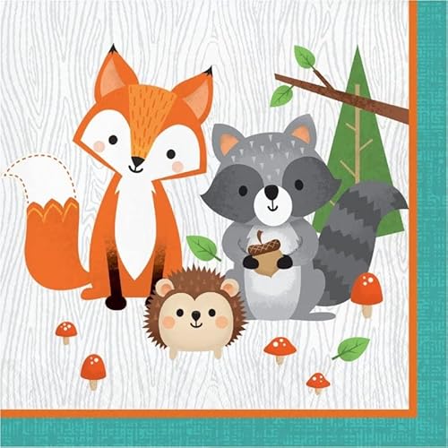 CONVER PARTY - Forest Animals Servietten - Tierpapierservietten - Partyartikel - Kinderpartys, Feiern und Geburtstage - 16 Stück - 33 cm von CONVER PARTY