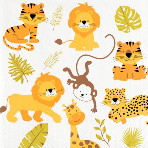 CONVER PARTY, Happi JUNGLE Papierservietten, Partyartikel, Partys, Feiern und Kindergeburtstage, 20 Stück, 33 cm von CONVER PARTY