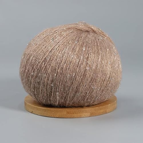 5 Rollen Spitzen -Mohair-Garn mit Pailletten, Häkel- und Strickgarn mit modischem, weichem Baby-Pullover, Schal, Handarbeitsgarn mit Schlaufen, 50 g/Rolle von CONVOW