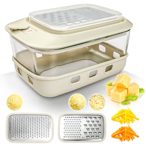 COOK A FUTURE Käsereibe mit Glas Behälter und Deckel,Käsereibe mit Silikonhüllen,Handreibe,für grobes, mittleres, feines,für geschredderten Käse, Ingwer, Zitrone, Karotte, Gemüse COOK A FUTURE Käsereibe mit Glas Behälter und Deckel,Käsereibe mit Silikonhüllen,Handreibe,für grobes, mittleres, feines,für geschredderten Käse, Ingwer, Zitrone, Karotte, Gemüse von COOK A FUTURE