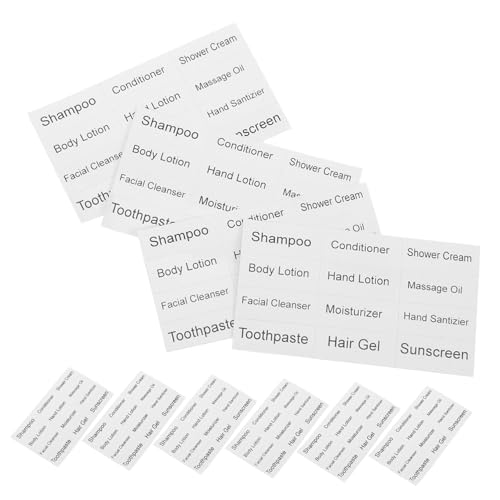 COOLHIYA 10 Blatt Selbstklebende Wasserdichte Aufkleber für Reise Subflaschen Klare Kosmetiketiketten zur Einfachen Organisation von Shampoo Lotion und Toilettenartikeln und Praktisch für von COOLHIYA