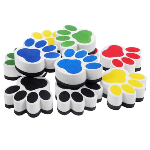 COOLHIYA 10 Stück Teiliges Magnetische Whiteboard Radiergummis Wiederverwendbare Eva Radierer Pfotenform für Schule Büro und Zuhause für Trockene Tafelstifte Abwischbare Marker von COOLHIYA