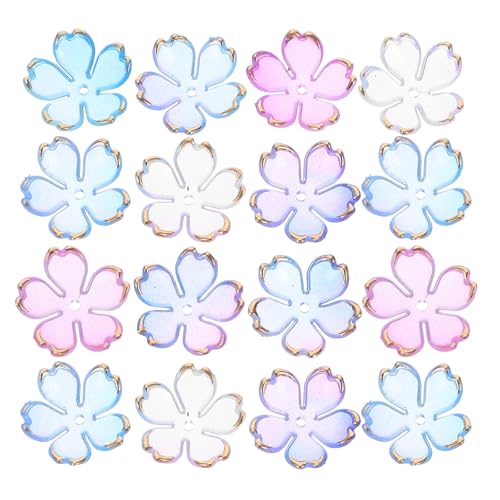 COOLHIYA 100 Stück Acryl-Abstandshalterperlen: Farbverlauf-Kirschblüten-Mini-Blumenanhänger für selbstgemachten Schmuck – Armbänder, Halsketten, Ohrringe, Zubehör von COOLHIYA