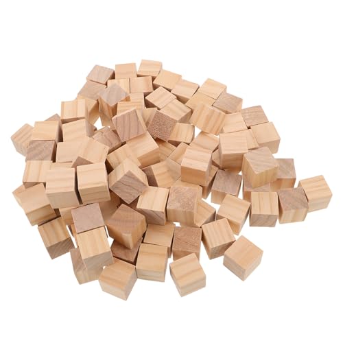 COOLHIYA 100 Stück Holzwürfel: Unfertige Holzblöcke für Heimwerkerarbeiten, Bauen und pädagogische Aktivitäten – Holzquadratstücke für Zuhause, Schule und Büro von COOLHIYA